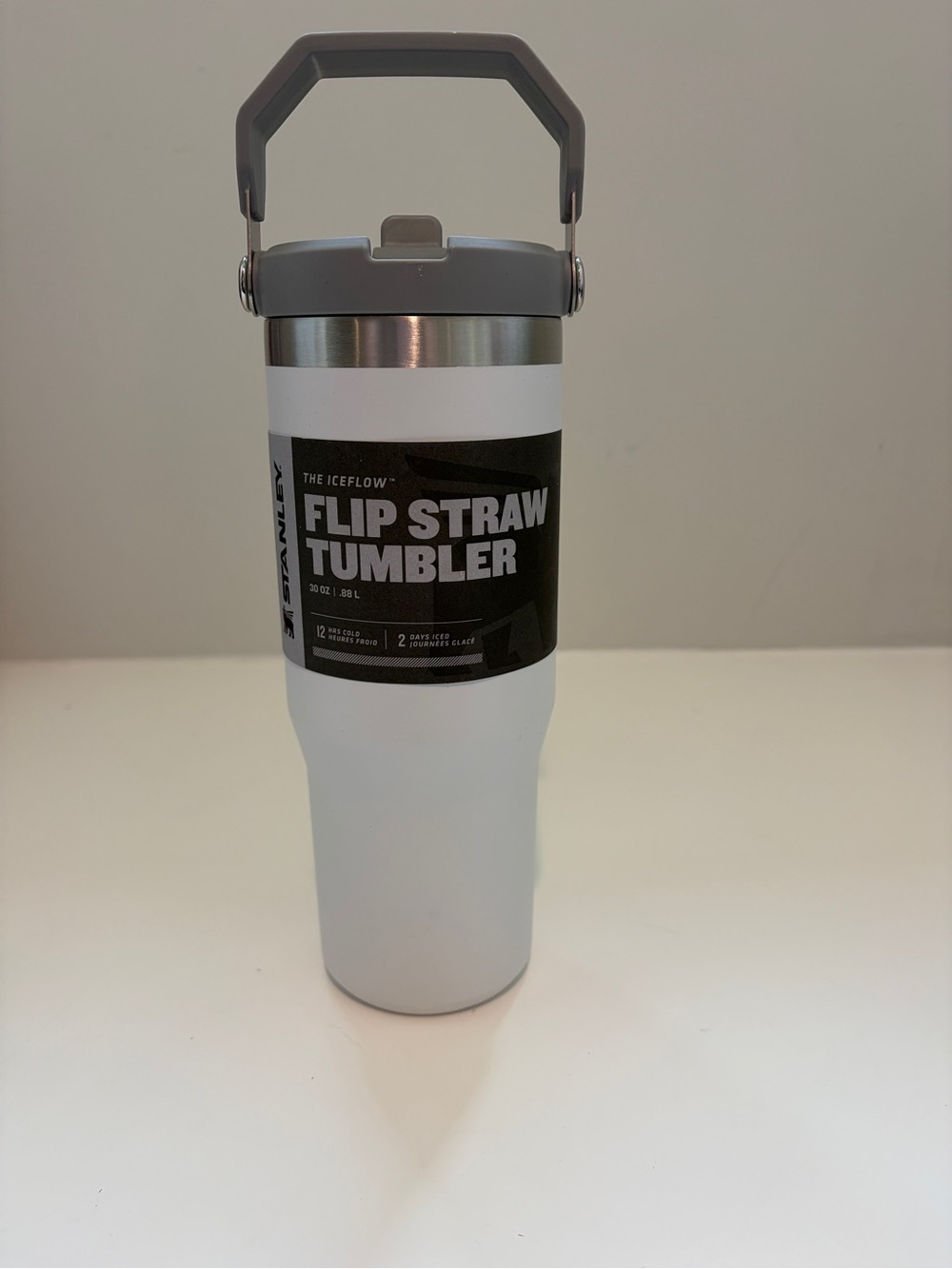 Stanley Flip Straw Tumbler - White with Gray Lid